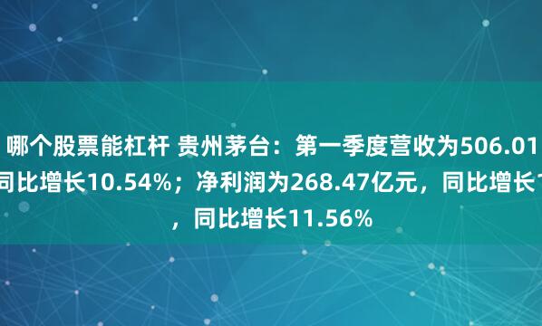 哪个股票能杠杆 贵州茅台：第一季度营收为506.01亿元，同比增长10.54%；净利润为268.47亿元，同比增长11.56%
