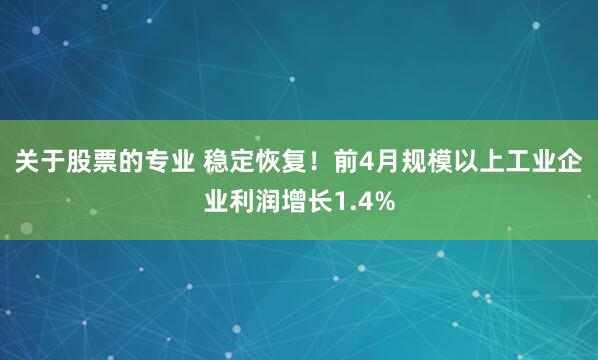 关于股票的专业 稳定恢复！前4月规模以上工业企业利润增长1.4%