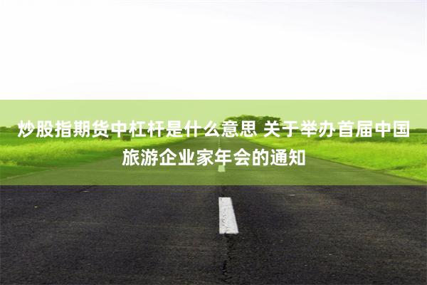 炒股指期货中杠杆是什么意思 关于举办首届中国旅游企业家年会的通知