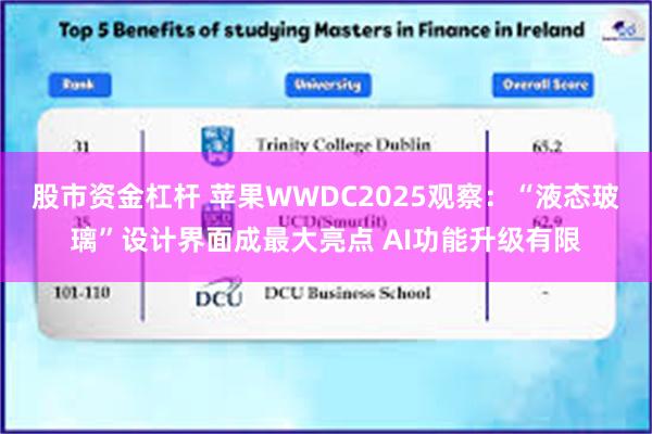 股市资金杠杆 苹果WWDC2025观察：“液态玻璃”设计界面成最大亮点 AI功能升级有限