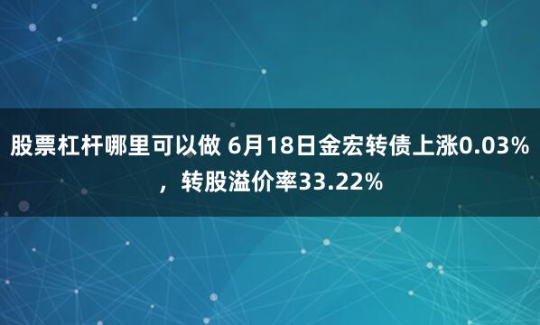 股票杠杆哪里可以做 6月18日金宏转债上涨0.03%，转股溢价率33.22%
