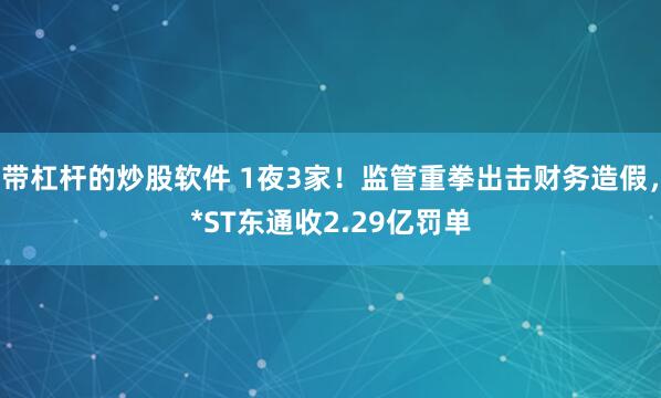 带杠杆的炒股软件 1夜3家！监管重拳出击财务造假，*ST东通收2.29亿罚单